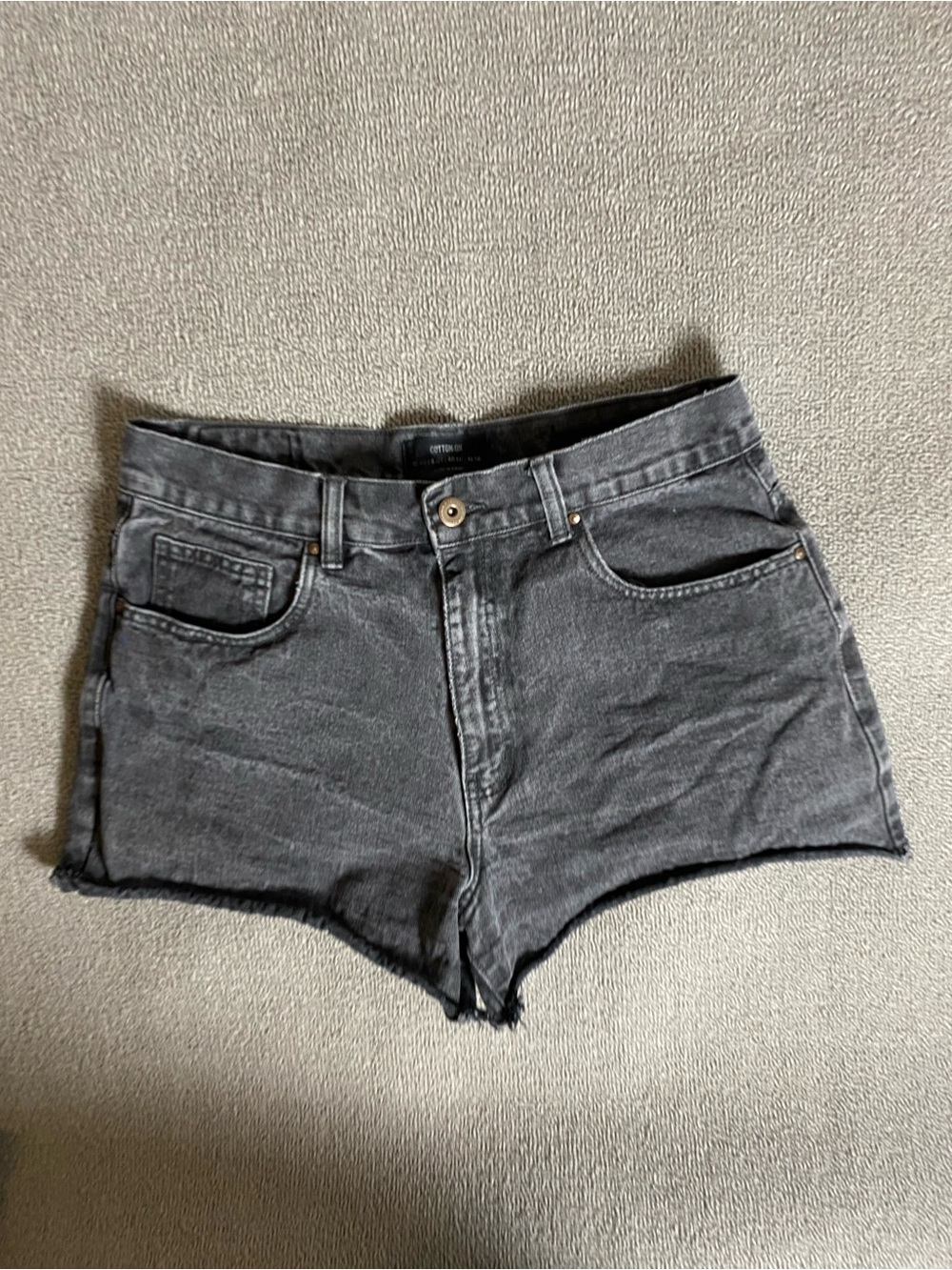 COTTON ON Women’s Size 8 Washed Black High-Waist High A Line Denim Summer Shorts